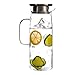 TIENDA EURASIA - Jarra de Agua de Cristal - Diseño Moderno con Tapa con 2 Tipos de Apertura, Capacidad para 1,2 Litros, Ideal para el hueco de la Nevera, No Deja Pasar Hielos o Limon