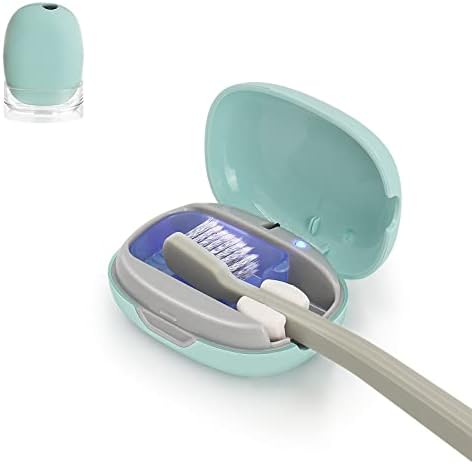 ELMWAY UV Sanitizer Toothbrush Case, Portable Mini Toothbrush Holder, Rechargeable Toothbrush Cover Sterilizing for Home and Travel Fits All Toothbrushes for Electric and Manual (Green)