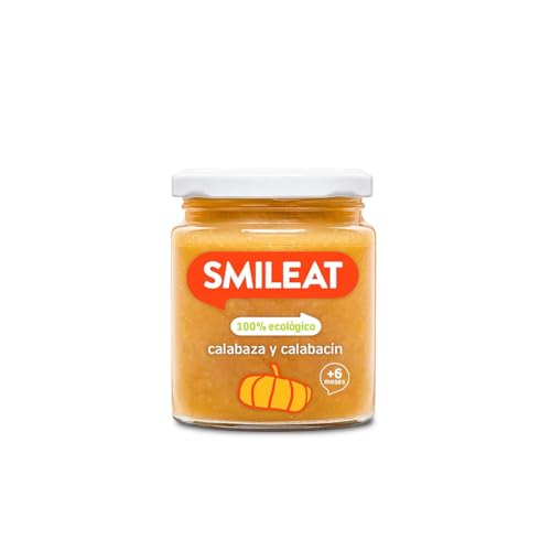 Smileat - Tarrito infantil de Verduras con Calabaza y Calabacín - para Peques +6 Meses - Sin Azúcar ni Sal Añadido - Materia Prima de Calidad. Textura Suave y Fácil de Comer - 230g