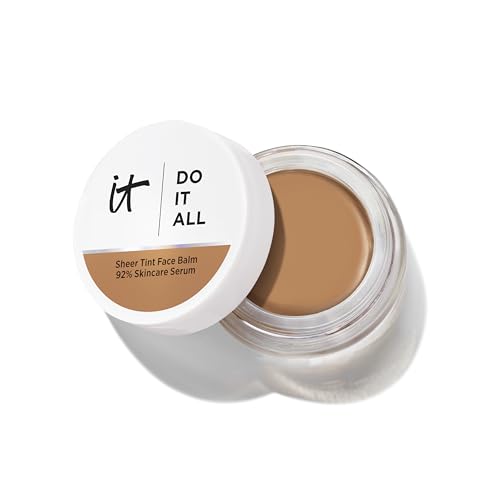 IT Cosmetics Do It All Sheer Tint Face Balm, Radiant Finish Tinted Moisturiser, Collagen Peptides, Hyaluronic Acid, Vitamin E, Breathable Natural Coverage, Sheer Skin Tint, 410 Tan Neutral