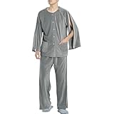 [Cociliye] 秋冬 介護服 入院セット 上下セット 両方向全開ジップ 医療用パジャマ 介護者支援ポケット オーストリッチフリース 体温調整可能 高齢者向け ベッド上着替え対応