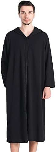 Zipper Front Bathrobe with Hood，Men’s Dressing Gown - Soft Lightweight Elegant Mens Bathrobe (Color : Black, Size : X-Large)