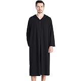 Zipper Front Bathrobe with Hood，Men’s Dressing Gown - Soft Lightweight Elegant Mens Bathrobe (Color