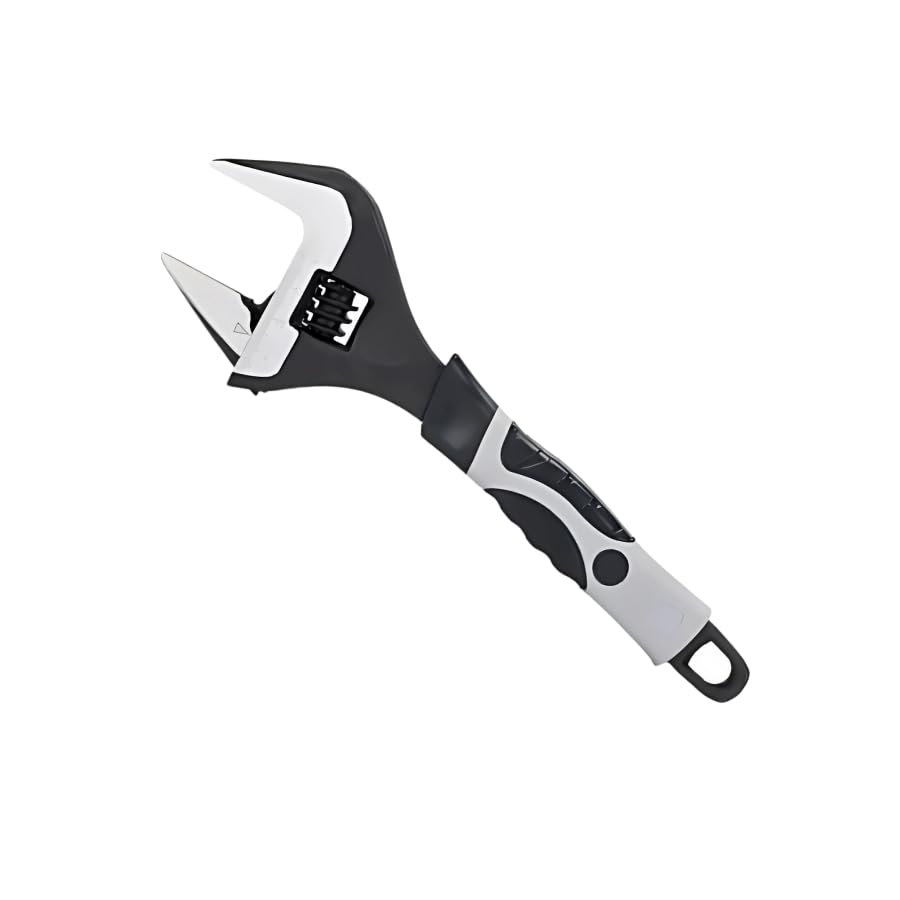 SDFIXINGS 4-Piece Adjustable Spanner Wrench Set – 6", 8", 10", 12" Extra-Wide Jaw Opening 34–60mm Black White Finish Heavy-Duty Alloy Steel Plumbing and Mechanical Hand Tools (8")