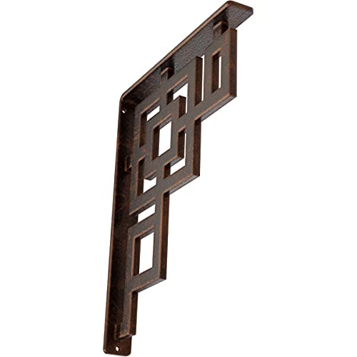 Ekena Millwork BKTM01X10X12SERACO Metal Bracket, 1 1/2" W x 10" D x 12" H, Antiqued Copper
