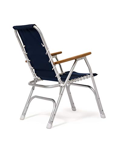 FORMA Marine Set of 2 Blue TEXTILENE Fabric High Back Deck Chairs, Boat Chairs, Folding, Anodized, Aluminium, Model M150VB
