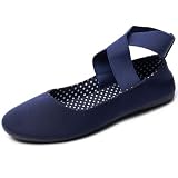 Alpine Swiss Peony Ballet Flats Shoes for Women | Elastic Ankle Strap Flats | Round Closed-Toe Shoes | Slip On Loafers | Padded for Comfort NVY 8