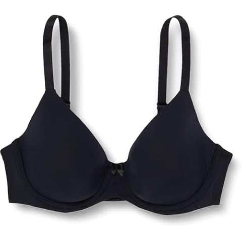 CAIYOO Women's Full Coverage Underwire Bra, Black Microfiber, Adjustable Straps Cover