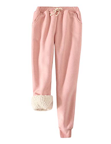 Snoly Women's Winter Fleece Sweatpants Running Active Thermal Sherpa Lined Jogger Pants