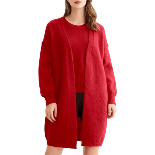 Chaqueta de punto mujer larga abrigo de invierno holgado con top de tirantes
