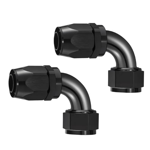 Image of EVIL ENERGY 16AN Hose End Fitting 90 Degree Swivel for CPE Braided Hose Black 2PCS