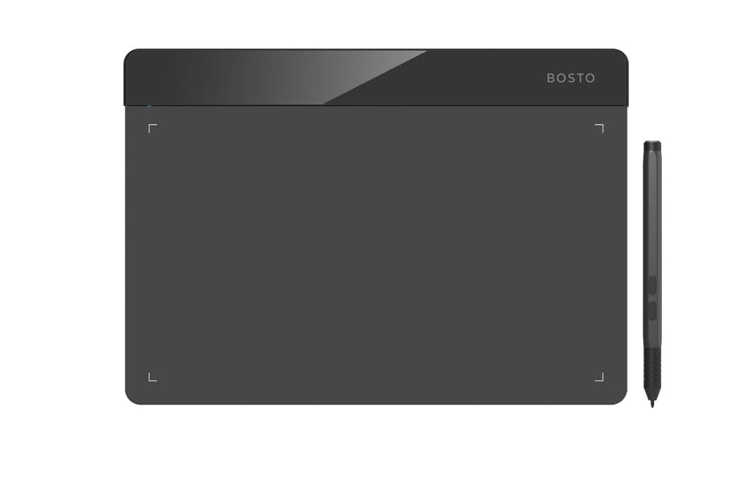 bosto t1060 v2 graphics drawing tablet, 10 x 6 inch battery-free pen tablet with tilt function, 16k pressure sensitive for digital art, painting & design, compatible with windows, mac, android