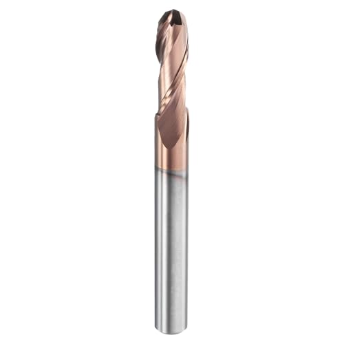 Image of HARFINGTON Ball Nose End Mill 2 Flute 15 /64 inch Diameter 1 /4 inch Shank Tungsten Carbide Uncoated Spiral CNC Router Bits 3 /4 inch Cutting Length Single End Ball for Carving Engraving Grinding