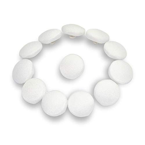 Buttonmode Matte Peau De Soie Satin Bridal Trim Buttons For Wedding Dress, Fabric Covered With Canvas Shank Back Handmade, Dozen Buttons Measure 11Mm (7/16 Inch Or 18L), Off White Ivory, 12-Buttons #TOP2