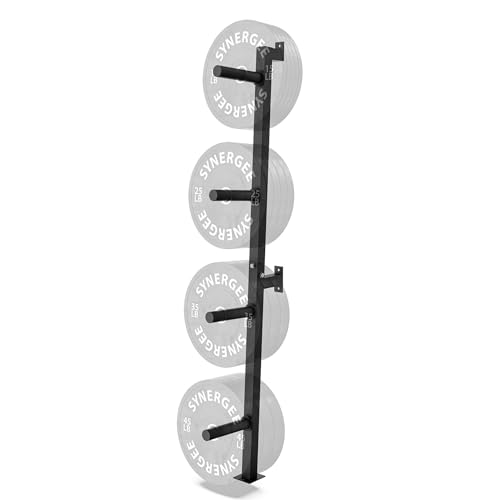 Synergee Weight Plate Storage Rack. Wall Mounted Weight Plate Holder. 4 Pegs with 1000 lb Weight Capacity Storage Rack. by Synergee - Used condition - US$100.05