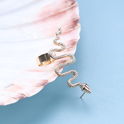 Allereyae Gothic Snake Cuff Wrap Earrings Gold Snake Ear Wrap Earrings Boho Ear Cuff Earrings Punk Serpent Clip On Earrings Animal Snake Crawler Earrings Jewelry For Women And Girls Festival Gift #TOP2
