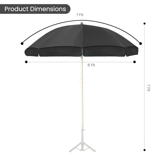 Image of ORILEY Garden Umbrella with Stand Foldable Big Size (7ft Height 42 Inch Rib Arm) Heavy Duty Waterproof Rain & UV Sun Protection Outdoor Patio for Balcony Shedding Cantilever & Lawn (Black)