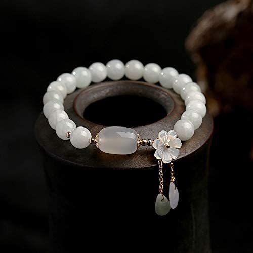 ASGIFT Jade Bracelet for Women Natural Crystal Beads Good Luck Bracelet Jade Stone Elastic Shell Flower Beaded Bracelets Jewelry for Mom Wife - Image 3