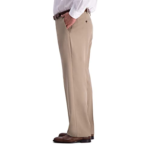 Image of Haggar Men's Cool 18 Pro Classic Fit Flat Front Casual Stretch Performance Golf Pant - Regular and Big & Tall