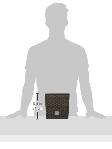 Image of Prosper Plast Rattan Short Flowerpot - Dark Brown - 2 Part Set (6.8 litres, Dark Brown)