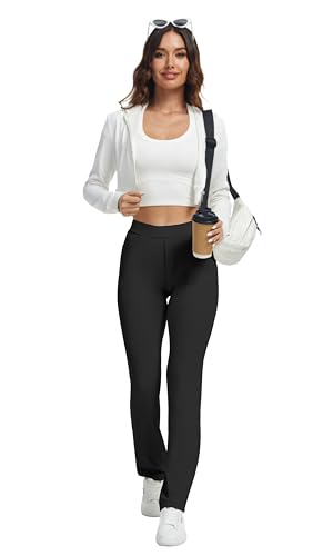 VIMPEP Women’s Soft Feeling Straight Yoga Pants Pull On Tuck Line Stretchy Dress Pants for Business Casual Petite/Regular 1064