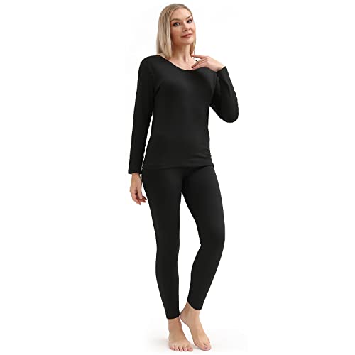 PISIQI Roupa íntima térmica feminina ultramacio conjunto de calças compridas camada base esqui inver