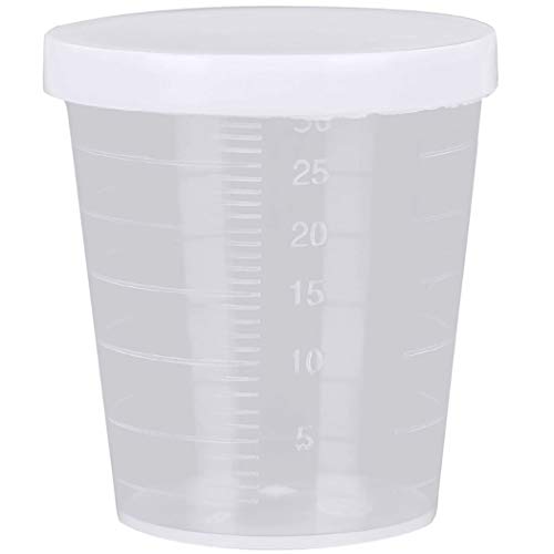 20PCS Plastic Medicine Cups with Lids, 30ML Clear Reusable Graduated Cups Transparent Scale Measuring Cups, Measure Container for Mixed Pills, Liquid Medication