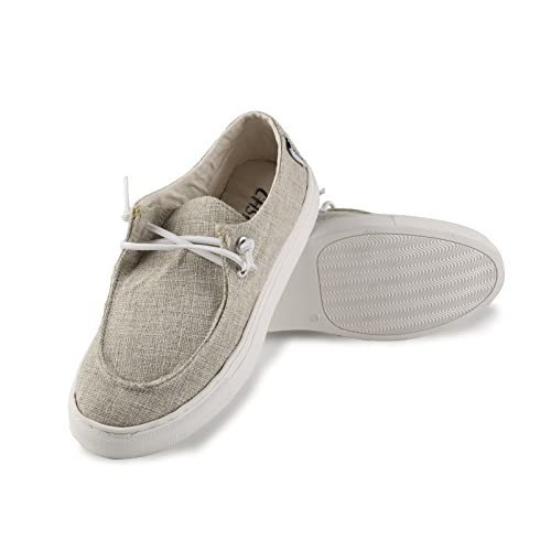 Image of Women's Canvas Low Top Fashion Sneakers Slip On Loafer Shoes Casual Flat Comfortable Walking Shoes (Beige,8)