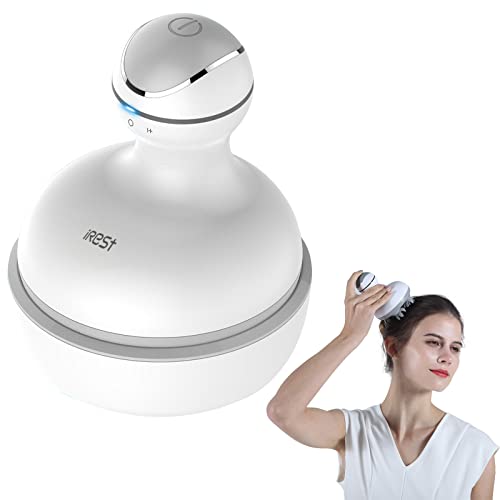 iRest Electric Scalp Massager Handheld Portable Massager Rotating Waterproof with 4 Heads, 84 Nodes for Relieve Scalp,Stress Relax
