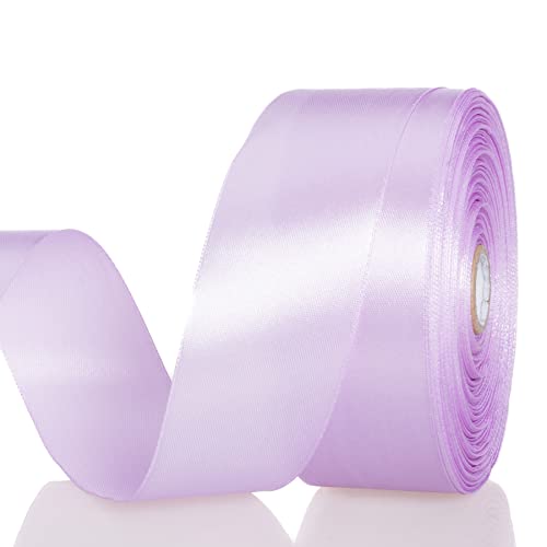 YASEO 1 1/2 Inch Lilac Solid Satin Ribbon for Gift Wrapping, 50 Yards