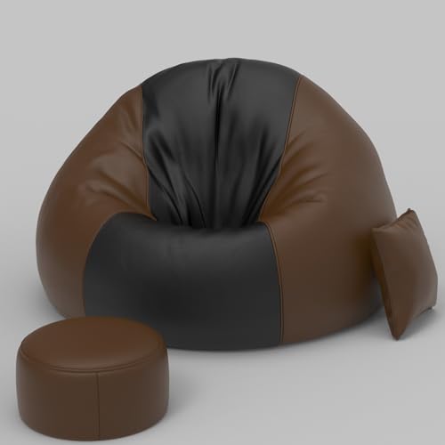 Image of Biggie Bean Bag Chair 6XL with Beans Filled-Duo Pop Sofa-Two Tone One Vibe-Crafted for Comfort-Styled for Elegance with Free Cushion & Footrest (Matching Color : Sofa, Black Brown)