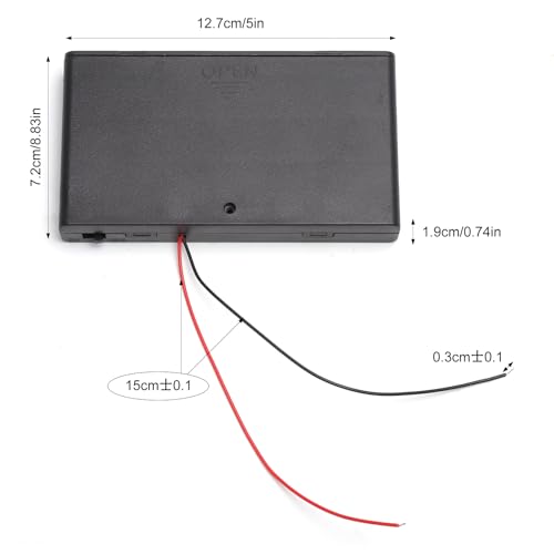 AA*8 Batteriehalter Kunststoffbatterie, Batteriebox 12V, Akku Aufbewahrungsbox mit Schalter, Kunststoff Batteriehalter mit Drahtkabel Geeignet für Heimwerkerbedarf, Spielzeug, Elektronik Usw
