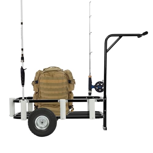 PSUFURV Beach Fishing Cart Outdoor Heavy Duty Aluminum Fishing Cart with Powerful Wheels Fish and Marine Cart for Fishing, Traveling, Shopping