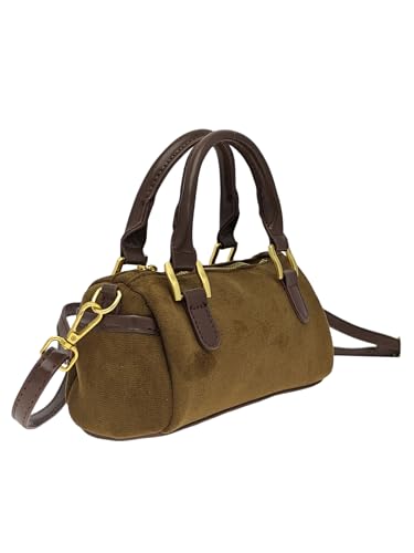 Women's Top Handle Handbags Retro Suede Y2k Bowling Bag Mini Crossbody Bag With Strap2