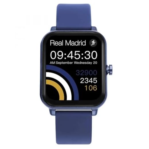 Real Madrid SmartWatch RM2001-30 - Unisex, 43,6x37,5 mm,Elegante Azul, Funciones Avanzadas (Azul)