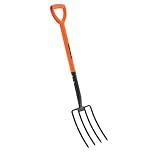 Garden Digging Fork Heavy Duty 4 Prong Carbon Steel D Shape Handle Rust Proof