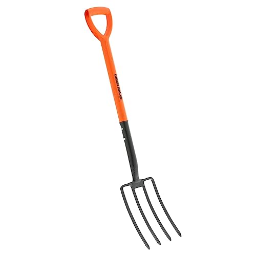 Garden Digging Fork Heavy Duty 4 Prong Carbon Steel D Shape Handle Rust Proof
