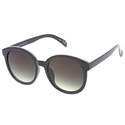 zeroUV Oversize Horn Rimmed Flat Lens Round Sunglasses 55mm2