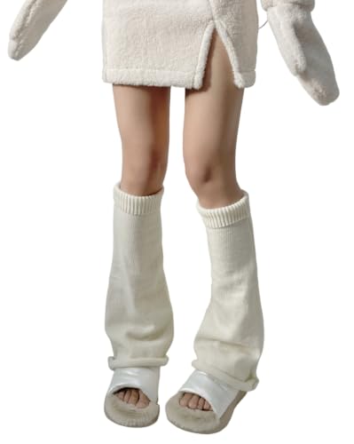 Image of WODECASA Girls Kawaii Leg Warmers Knitted Flared Leg Sleeves Goth Crochet Baggy Cuff Ankle Heap Socks