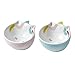 Pet Bowl Double Pet Bowls Ceramic Dogs Cats Food Water Feeder Dishes Cute Small Medium Raised Elevated Stand Tilt Design Dog Dishes (Color : Blue+Pink)