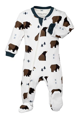 Image of zippyjamz – Zipper Organic Sleeper Footed Onesies Sleeper Baby Pajamas with Inseam Zipper