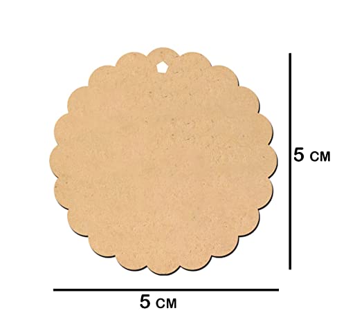 Image of MDF Cutouts | Wooden Cutout for Craft | Pine Wood | Unfinished Tags for Key Chain, Slices Crafts, Xmas, Decorations, Painting | Resin Art Work | MDF Board Cutouts, Floral- [50pcs- 5x5 cm]