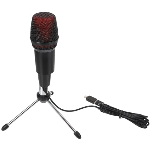 Kisangel 1Set Professional Condenser Microphone for Gaming and Streaming Includes Stand Noise Reduction for Computer Conference and Live Broadcast Black