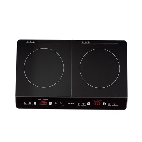 La Mejor Selección de Parrilla Electrica Turmix favoritos de las personas. 46 EUROGAR Parrilla eléctrica de inducción 2 quemadores, Superficie de vidrio templado 60 cm, 1800 W, 127 V, 8 niveles de temperatura 80 a 240°C, Potencia de 100 a 900, Uso en...