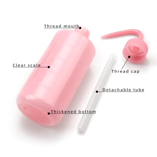 Mekupeu Eyelash Tatoo Plant Wash Bottle Plastic Watering Squeeze Rinse Bottle Watering Tools For Medical Succulent Cleaning Washing Bottles (Pink &Blue, 500ml)