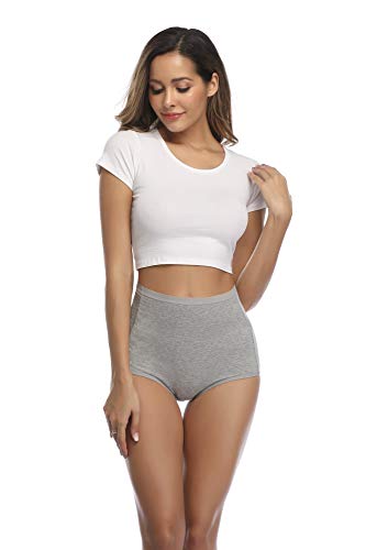 Image of Women's High Waist Cotton Underwear Soft Brief Panties Decorated with Lace Regular and Plus Size