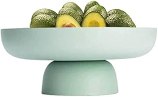 Liummrcy Footed Bowl Round Pedestal Bowl Decorative Fruit Dish Holder Dessert Display Stand,Round Fruit Bowl Drain Vegetable Basket Plastic Salad Serving Dish Snacks Tray with Base Green