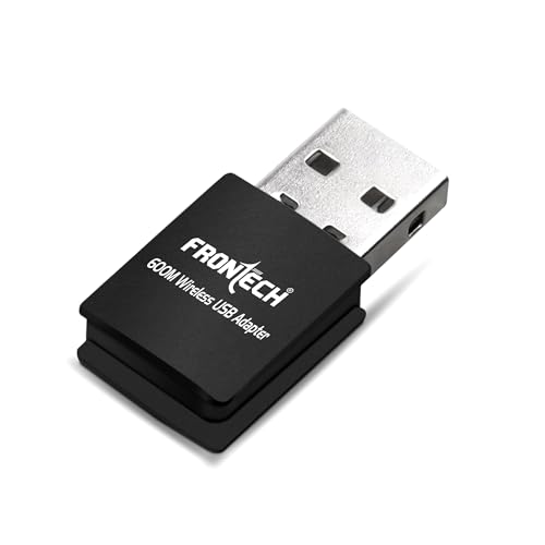 Image of FRONTECH 600 Mbps USB Wi-Fi + Bluetooth Adapter | PC, Laptop | Dual Band (2.4GHz) | BT 4.2 /2.1 | USB 2.0 | Compatible with Windows 7 /8 /10 /11 /XP | WEP,WPA-PSK,WPA2-PSK Security | 10-20M Range (FT-0844)