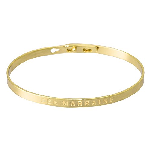 Mes-bijoux.fr Bracelet Jonc Classique en Laiton Doré - FEE Marraine