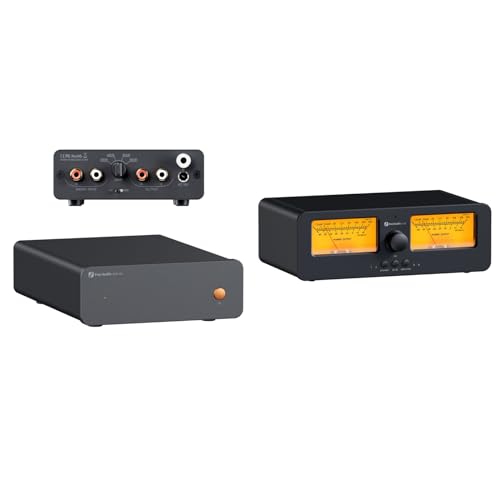Fosi Audio LC30 VU Meter Amplifier Speaker and Box X5 Phono Preamp for MM & MC Cartridge Turntable